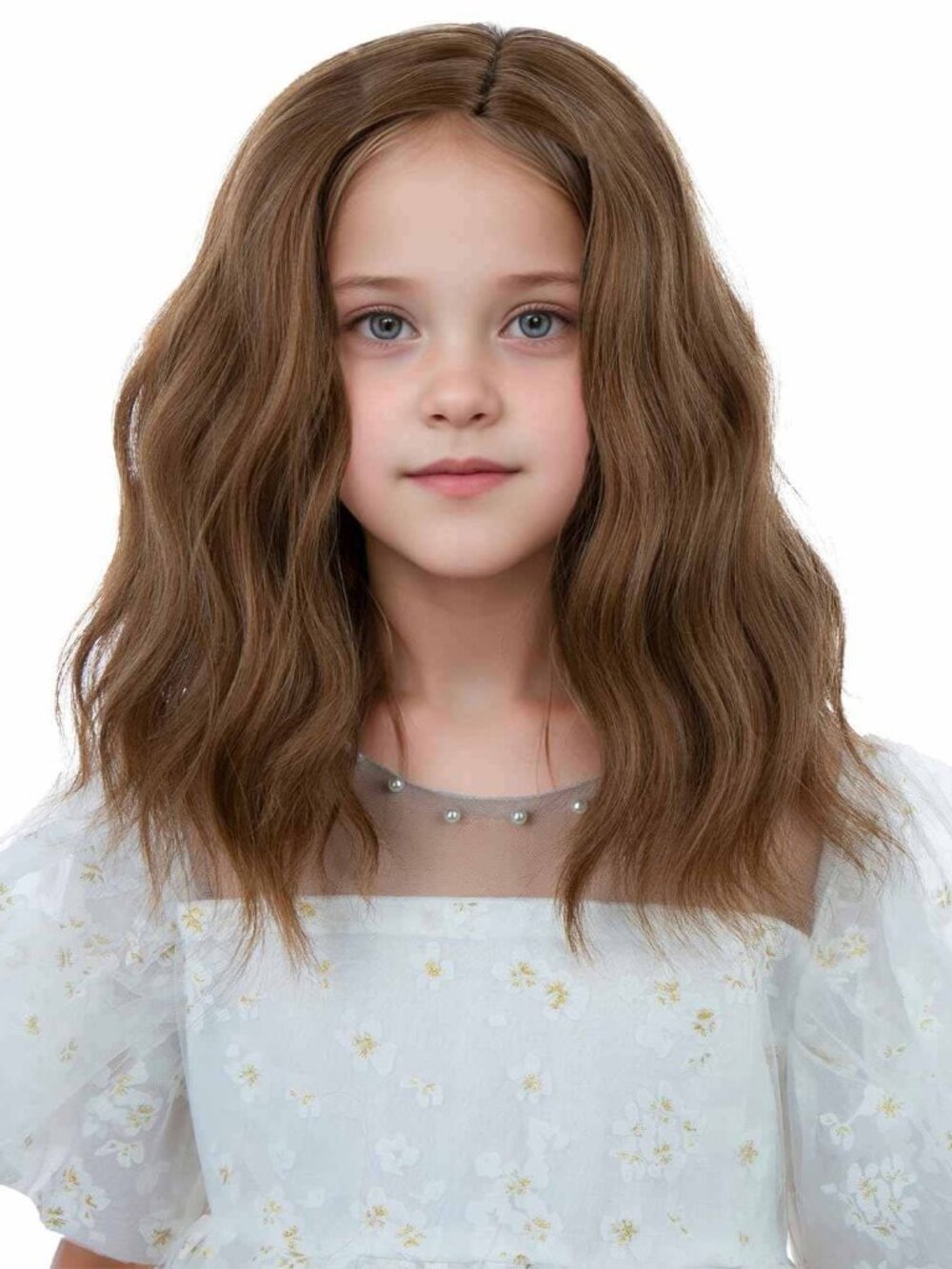 Short Brown Wavy Curly Wig Middle/Side Part N3087